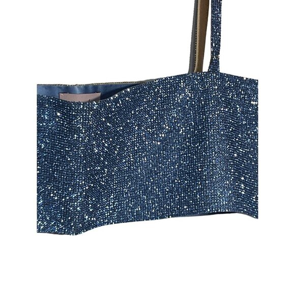 Nue Studio Charlotte Top iin Sky Blue Medium New Womens Cropped Crystal Tank - Picture 6 of 16